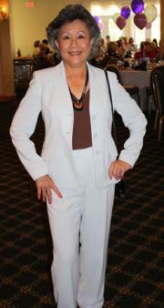 Carole McDowell of Somers Point is ready for a business lunch or a casual lunch with friends in her seafoam green polyester suit she wore for the Auxiliary of Shore Memorial’s 18th Annual Thrift Shop Fashion Show on September 15. Carole McDowell of Somers Point is ready for a business lunch or a casual lunch with friends in her seafoam green polyester suit she wore for the Auxiliary of Shore Memorial’s 18th Annual Thrift Shop Fashion Show on September 15.